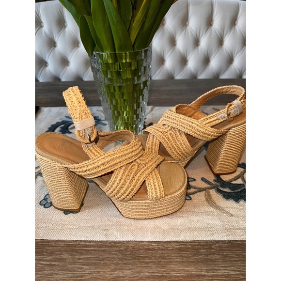 Castaner Espadrille Platform Sandals Woven Raffia Heels Summer Size 39 - Picture 8 of 15